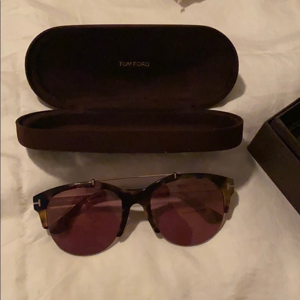 Tom Ford Sunglasses with Brown Frame and Pink Lenses